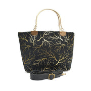 Elegant Black Printed Velvet Handbag For Girls - Stylish Top-Handle Party Wear Purse