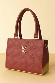 Elegant Maroon Quilted PU Leather Shoulder Bag - Stylish Gold Accent Handbag For Women & Girls