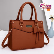 Chic Mustard Leather Shoulder Bag For Women - Elegant Bow Accent Tote With Detachable Strap