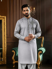 Men's Unstitched Embroidered Cotton Suit – Premium Summer Wear for Weddings & Eid