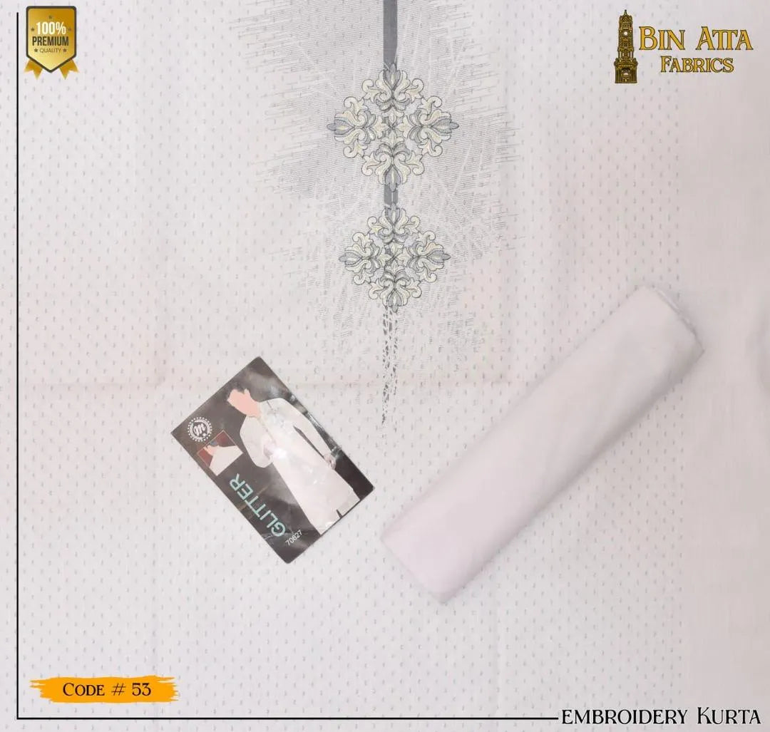Men's Unstitched Embroidered Cotton Suit – Premium Summer Wear for Weddings & Eid