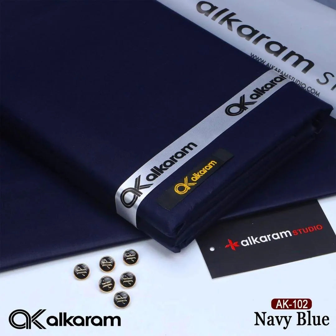 Men's Navy Blue Cotton Unstitched Suit – 4.5 Meter