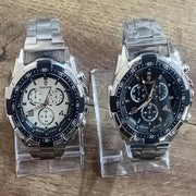 Men's Modern Stylish Silver Chain Watch with Box – Random Multicolor Dial Accent