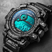 Men's Black & Blue Water-Resistant Digital Sports Watch