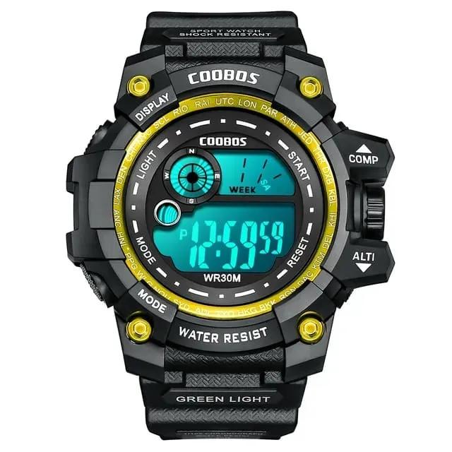 Men's Black & Blue Water-Resistant Digital Sports Watch