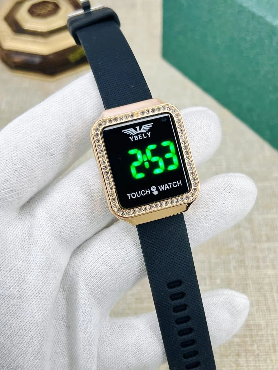 Trendy Women's Rectangular Touch Screen Digital Watch - Lightweight Silicone Strap & Sparkling Bezel Wristwatch