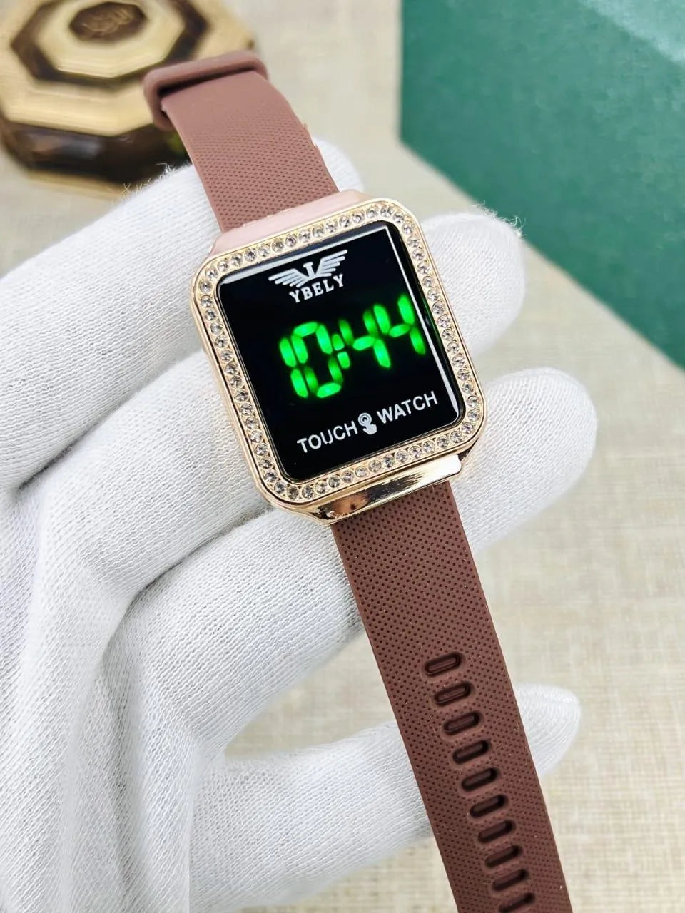 Trendy Women's Rectangular Touch Screen Digital Watch - Lightweight Silicone Strap & Sparkling Bezel Wristwatch