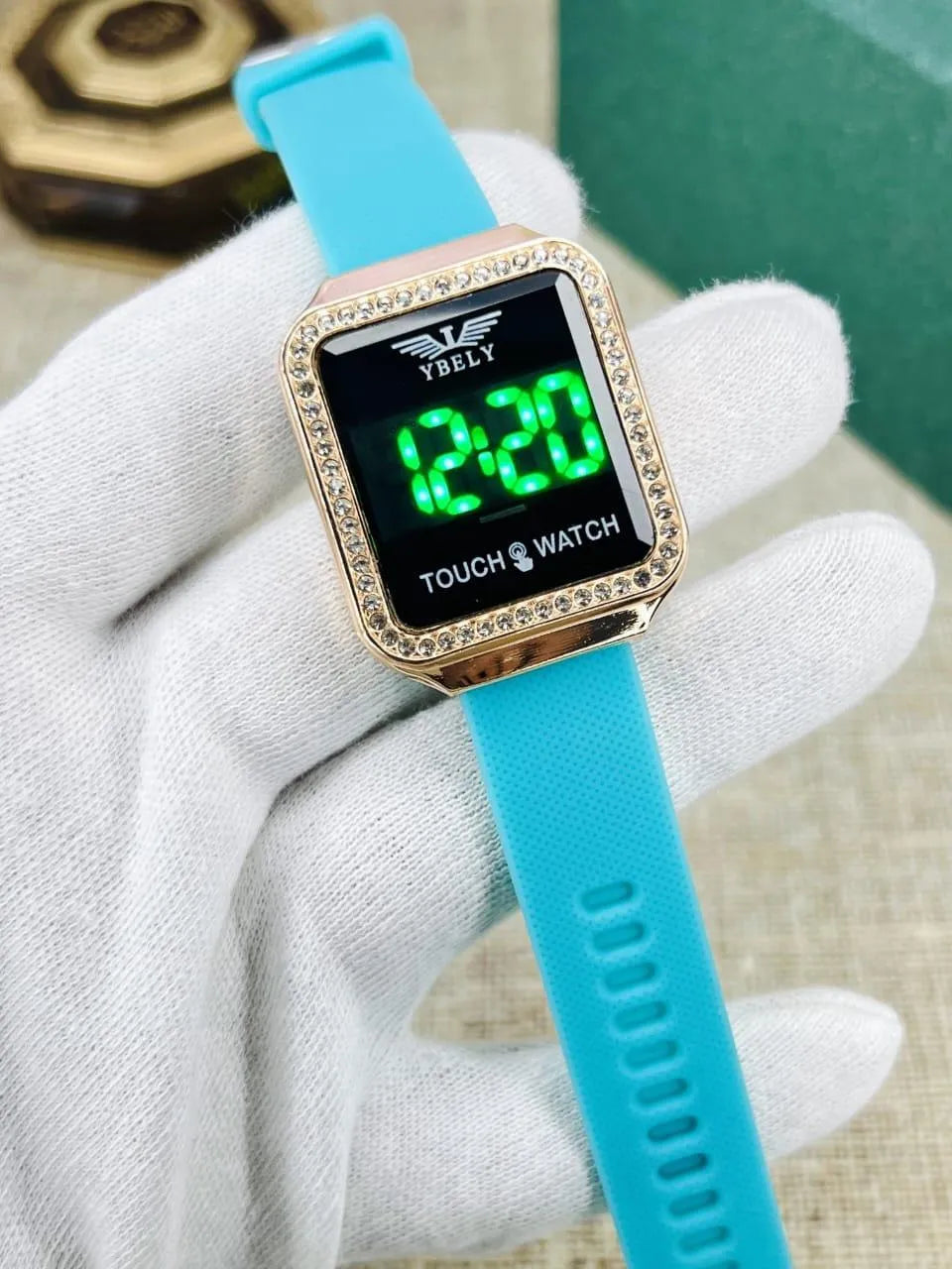 Trendy Women's Rectangular Touch Screen Digital Watch - Lightweight Silicone Strap & Sparkling Bezel Wristwatch
