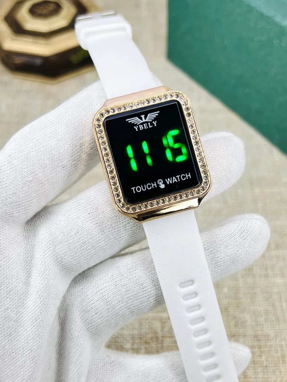Trendy Women's Rectangular Touch Screen Digital Watch - Lightweight Silicone Strap & Sparkling Bezel Wristwatch