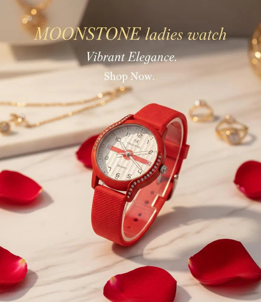 Vibrant Red Silicone Strap Analog Watch For Women - Crystal Accent Festive & Casual Wristwatch