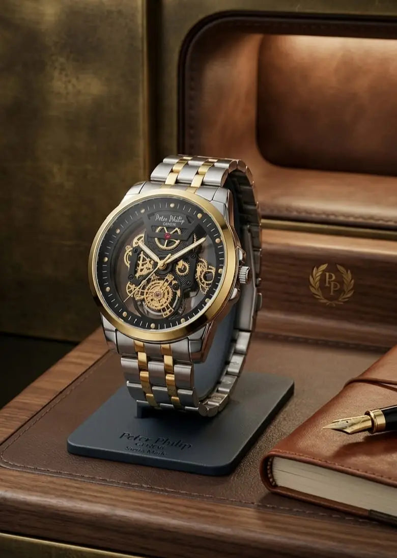 Men's Modern Multicolor Steel Chain Watch – Round Dial