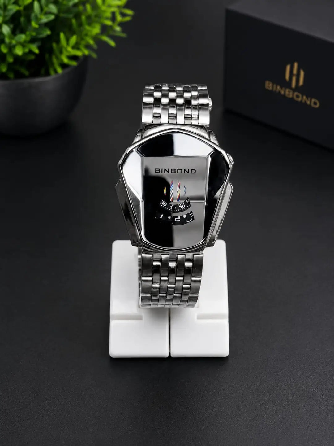 Luxury Inspired Multicolor Square Dial Steel Chain Watch For Women - Lightweight Bracelet Wristwatch