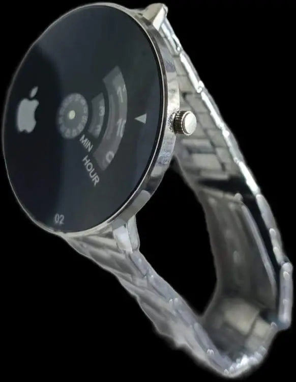 Men's Modern Silver Stainless Steel Chain Watch with Minimalist Round Dial