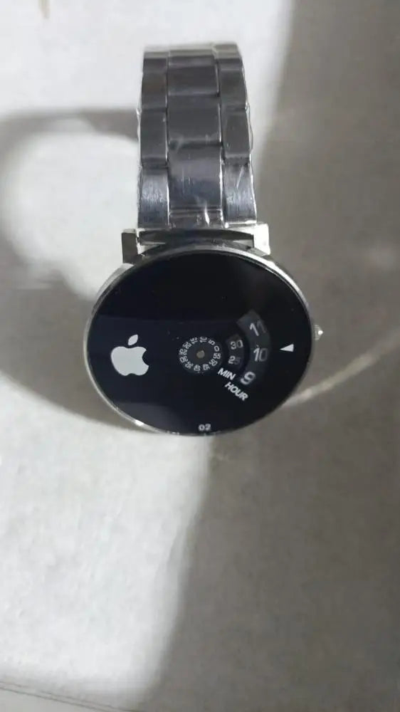 Men's Modern Silver Stainless Steel Chain Watch with Minimalist Round Dial
