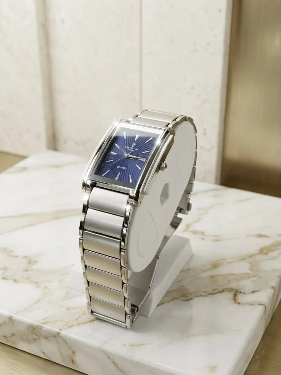 Men's & Boys' Stylish Square Stainless Steel Chain Watch – Multi-Color Dial