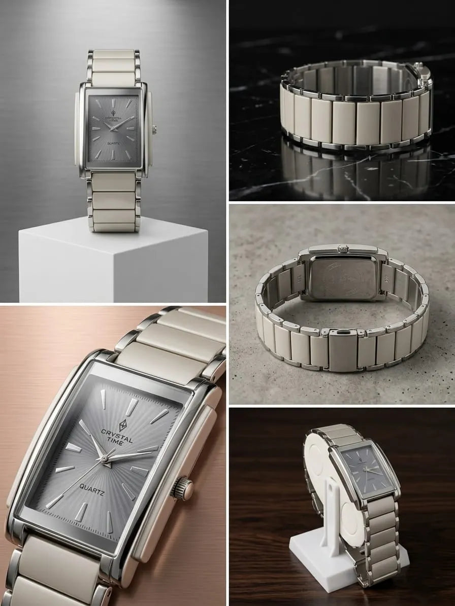 Men's & Boys' Stylish Square Stainless Steel Chain Watch – Multi-Color Dial