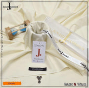 Men's Premium Unstitched Wash & Wear Suit – Cream Off White | Elegant & Comfortable