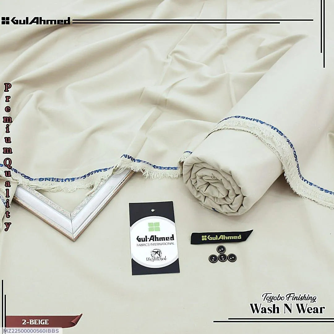 Men's Premium Unstitched Wash & Wear Plain Suit – Off White | All-Season Fabric
