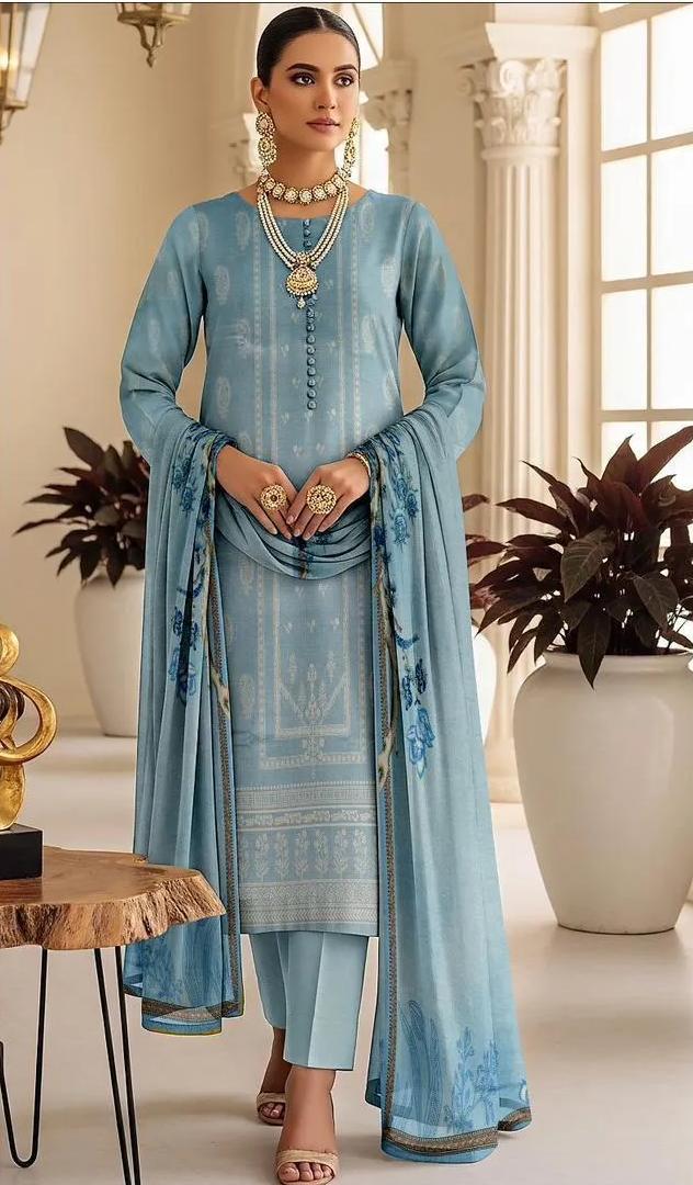 Lawn Suit Blue Printed Spring Summer Collection