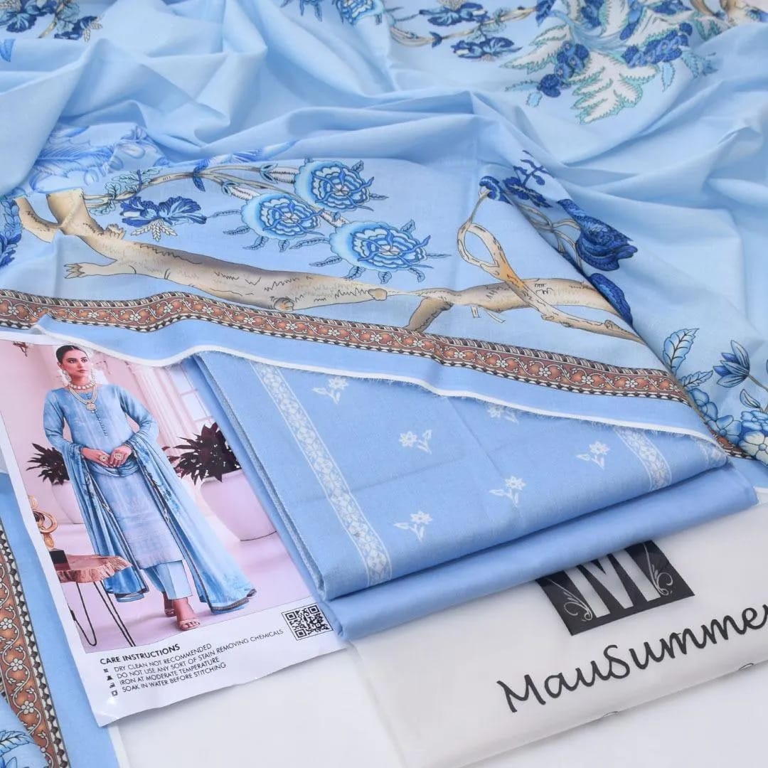 Lawn Suit Blue Printed Spring Summer Collection
