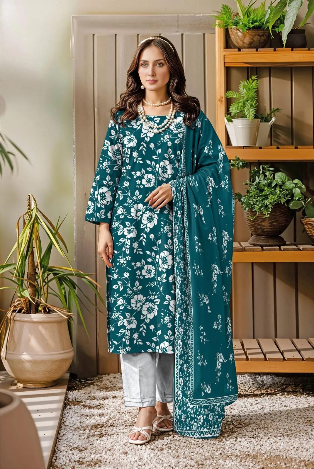 Ocean Blue – 3-Piece Digital Printed Summer Lawn