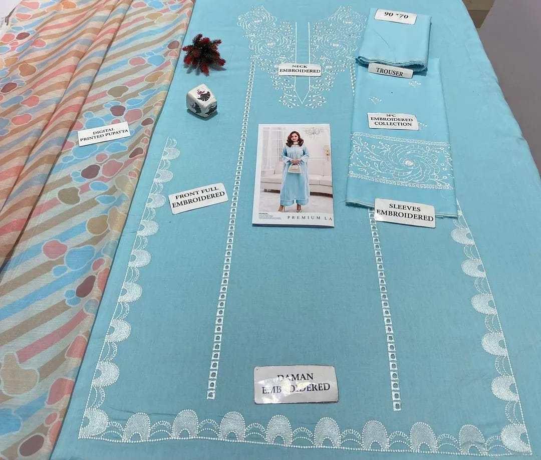 Sky Grace – Light Blue Embroidered 3-Piece Kurta Set