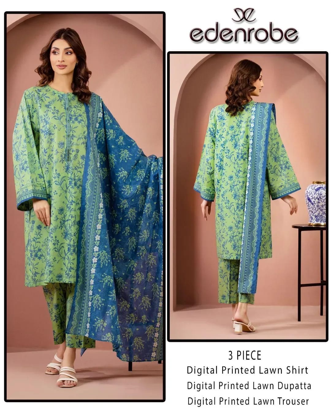 Green Digital Vista – Premium Digital Printed Lawn 3-Piece Unstitched Suit