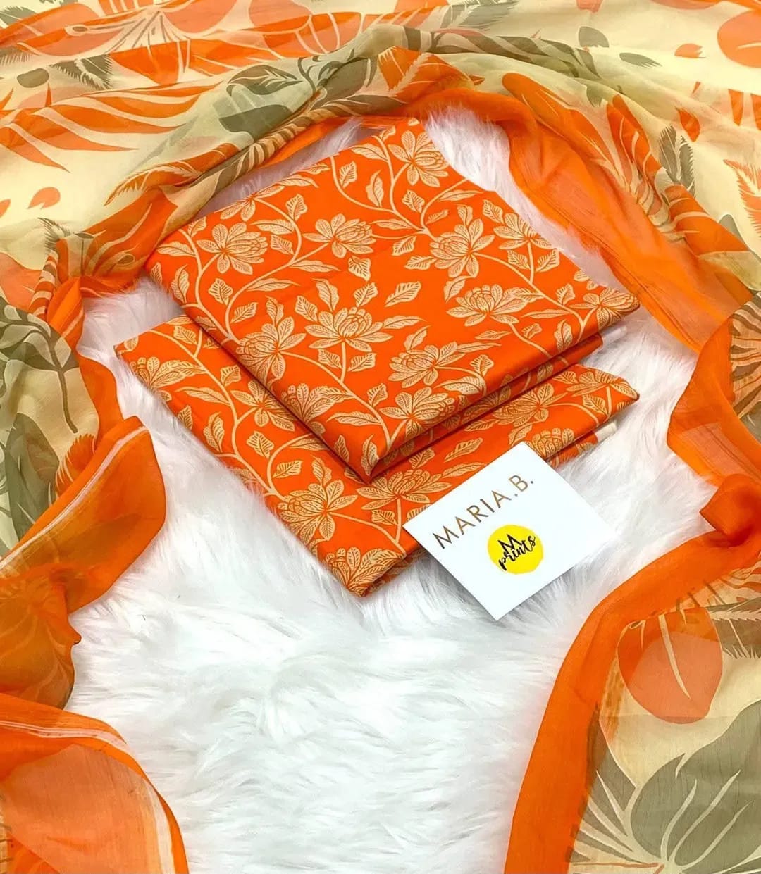 Orange Zest – Vibrant Printed Lawn 3-Piece Unstitched Suit