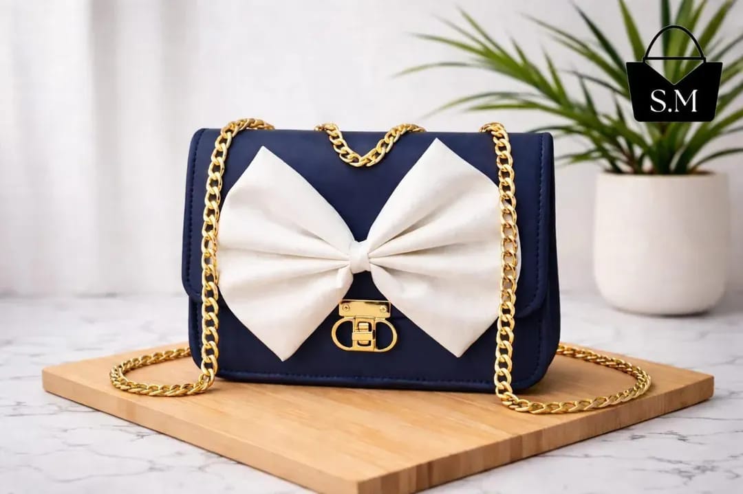 Girls Leather Chain Crossbody Bag – Blue