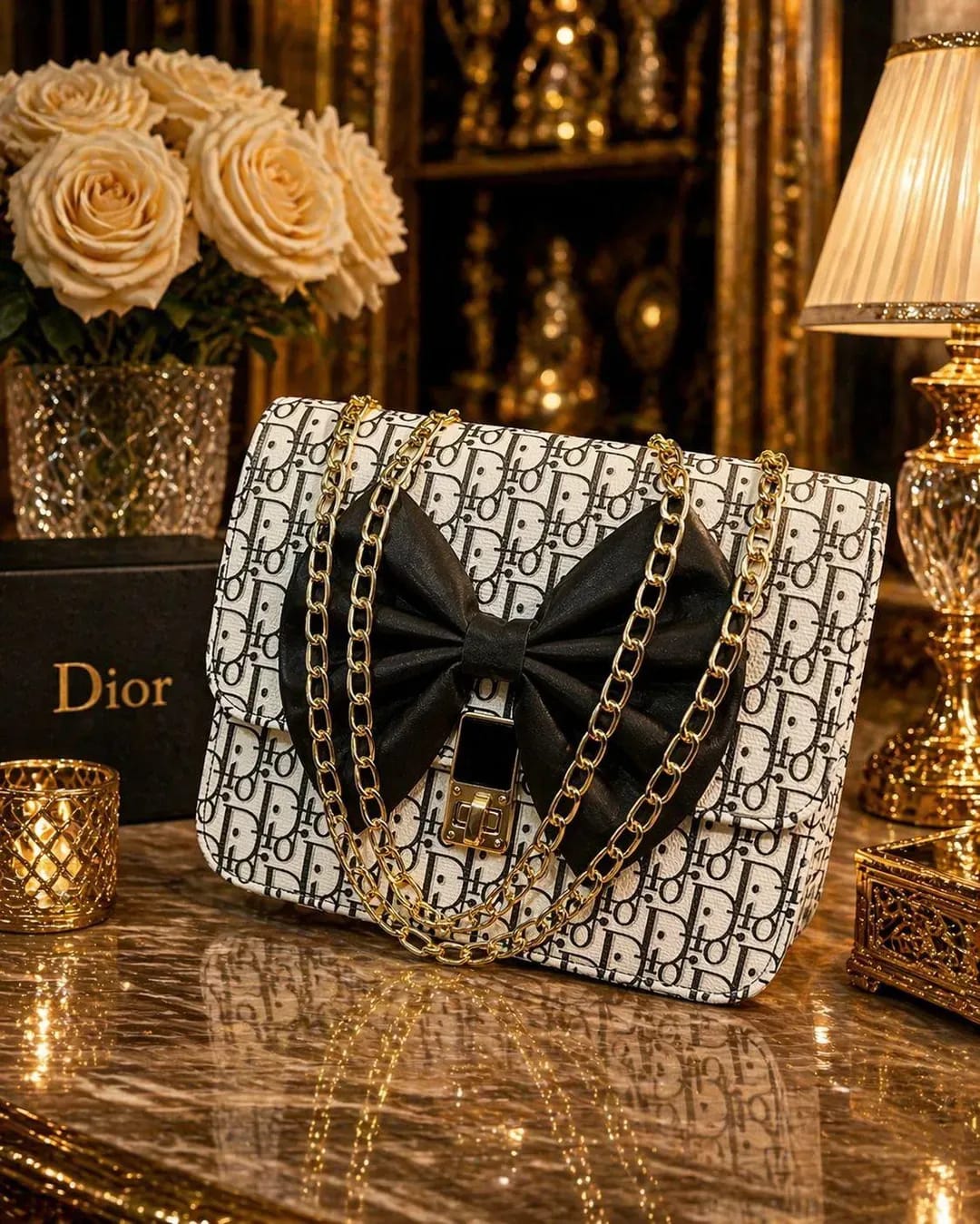Girls Leather Chain Crossbody Bag – Black