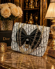 Girls Leather Chain Crossbody Bag – Black