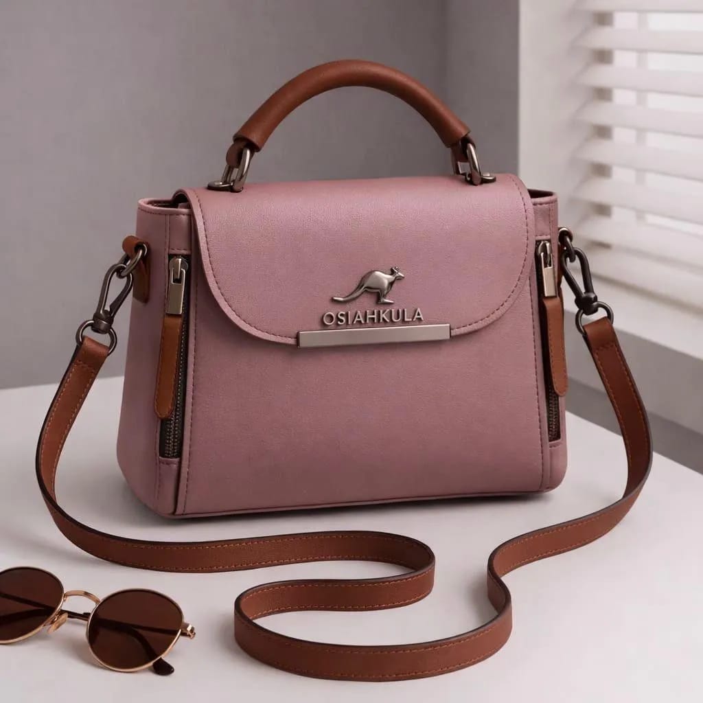 Stylish Pink Leather Crossbody Bag For Girls - Multipurpose Handbag