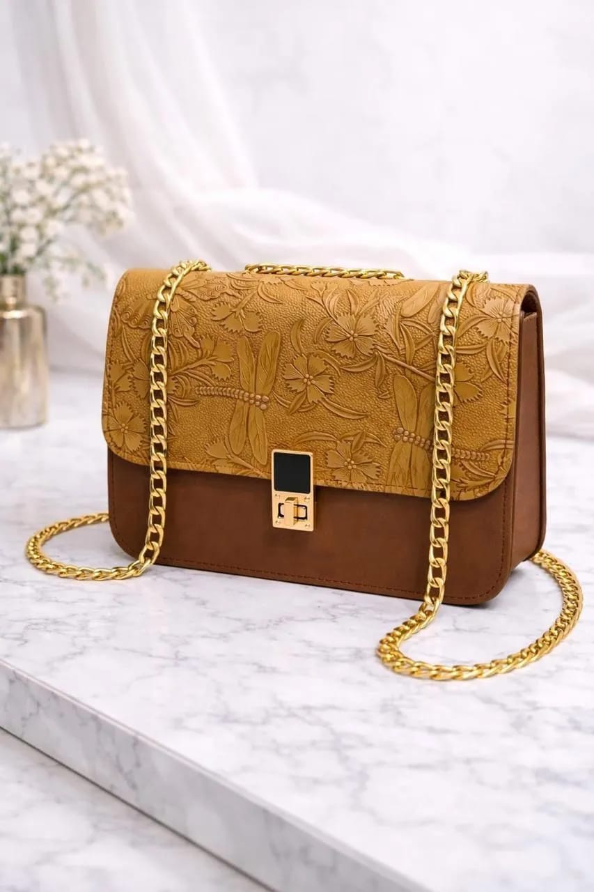 Vibrant Printed Rexine Chain Crossbody Bag For Girls - Multipurpose Handbag