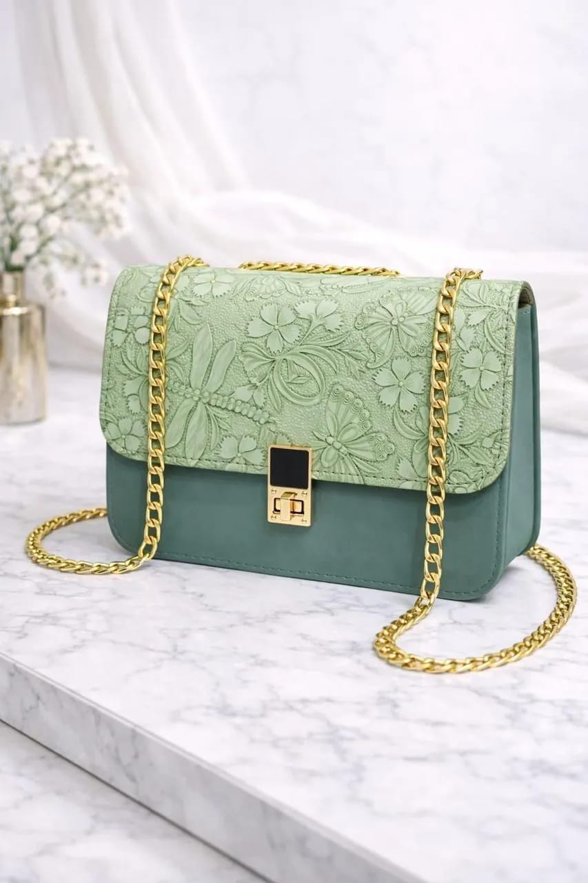 Vibrant Printed Rexine Chain Crossbody Bag For Girls - Multipurpose Handbag