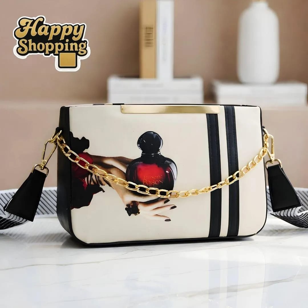 Chic Off-White Printed Canvas Crossbody Bag For Women - Casual Handbag