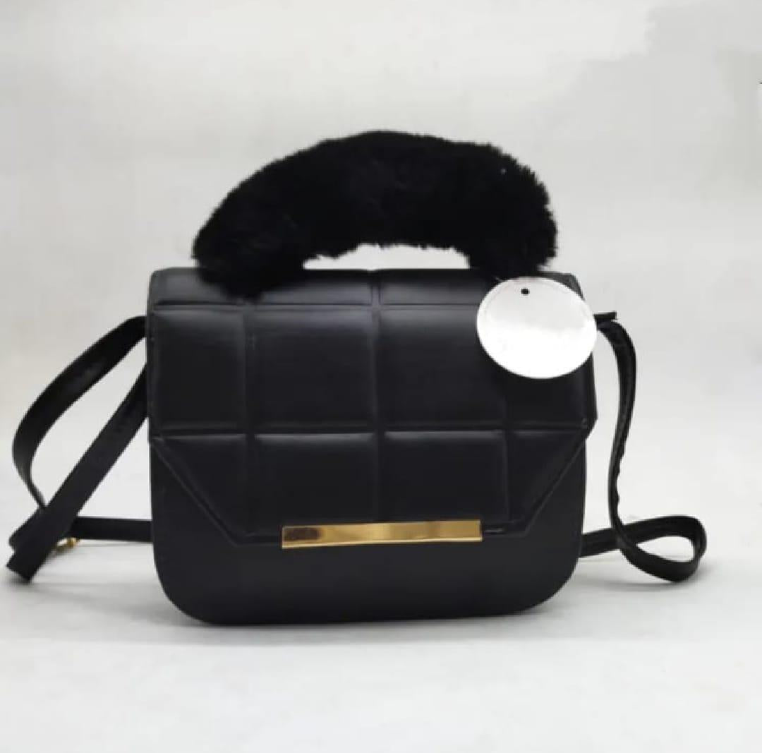 Classic Black Rexine Crossbody Bag For Girls - Multipurpose Handbag  2. Description: