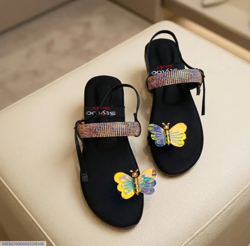 Elegant Black Rhinestone Synthetic Leather Flats For Women - Fancy & Formal Footwear