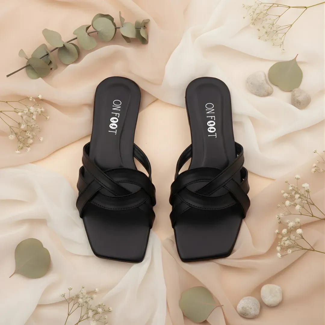 Twinkle Steps Black Rexine Flats For Women - Classic Casual & Formal Footwear