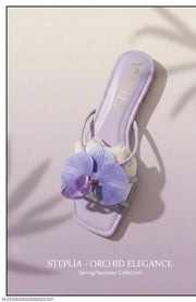 Chic Purple Bow Embellished Rexine Slippers For Women - Fancy Flat Footwear
