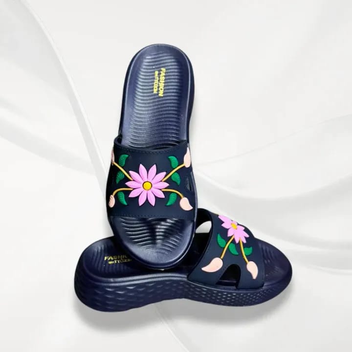 Stylish Blue Printed EVA Slippers For Women - Ultra-Lightweight Casual & Semi-Formal Footwear
