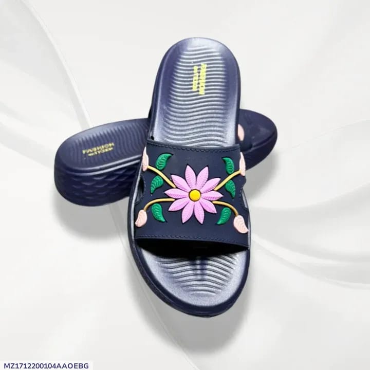 Stylish Blue Printed EVA Slippers For Women - Ultra-Lightweight Casual & Semi-Formal Footwear
