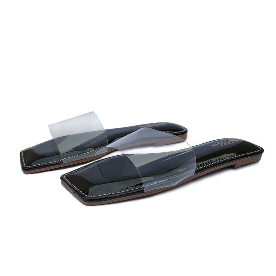 Classic Black Plain Rexine Flats For Women - Versatile Semi-Formal Footwear