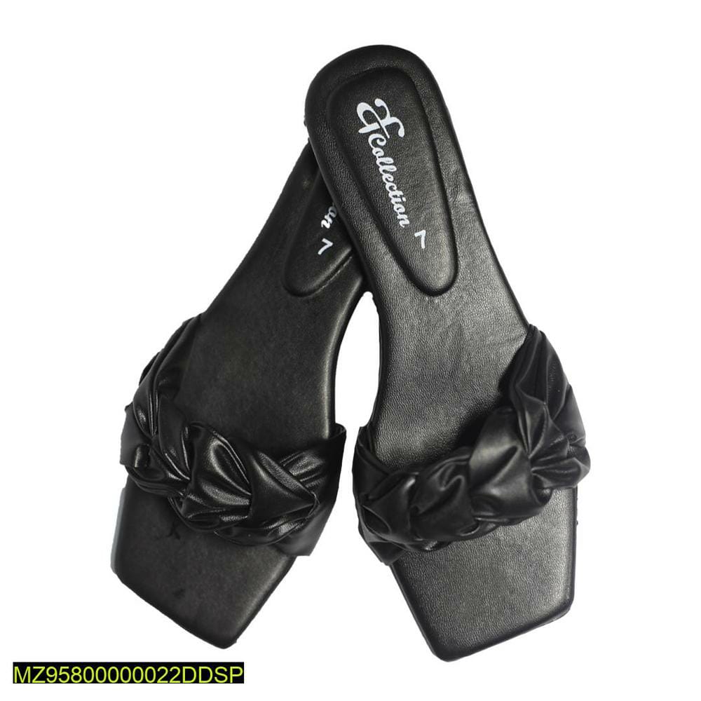 Classic Black Plain Rexine Slippers For Women - Soft & Comfortable Daily Wear