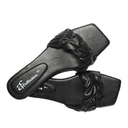 Classic Black Plain Rexine Slippers For Women - Soft & Comfortable Daily Wear