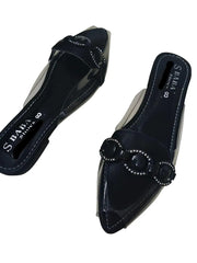 Luxe Black Plain Satin Flats For Women - Versatile Fancy & Formal Footwear