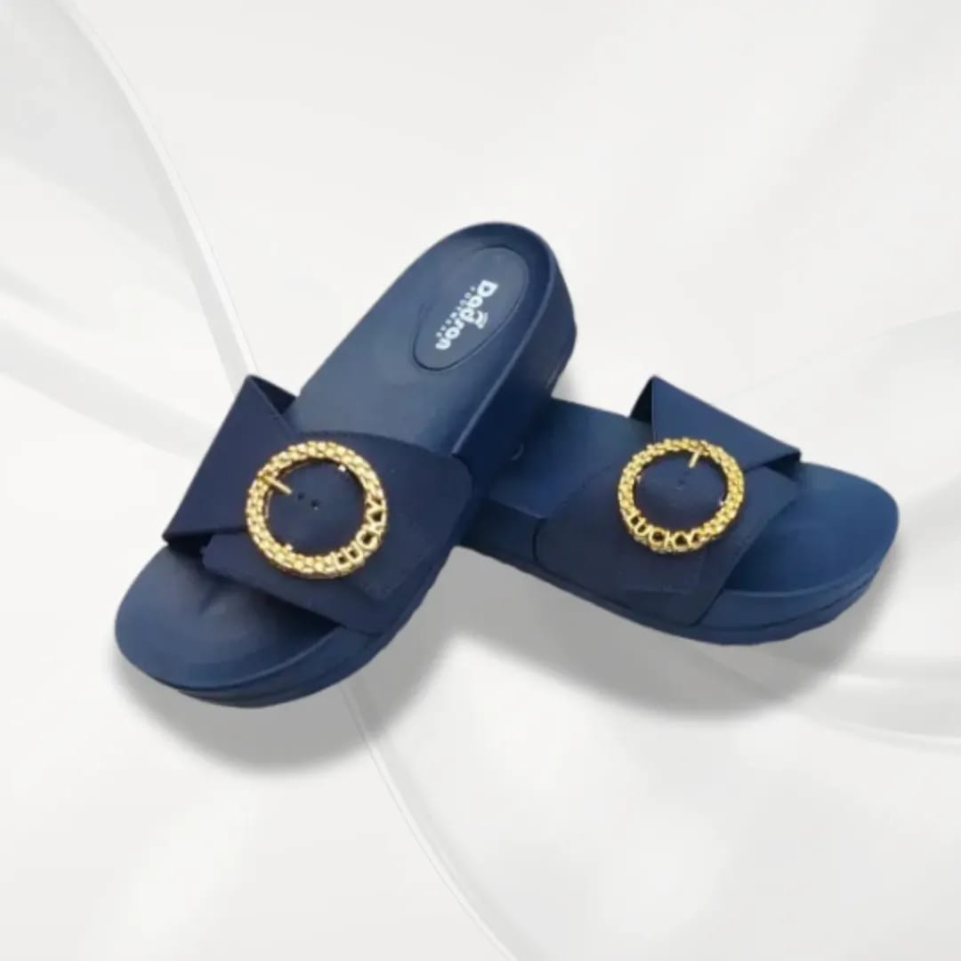 Classic Blue Plain EVA Slippers For Women - Ultra-Light & Soft Slip-On Footwear