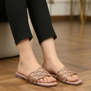Charming Pink Gemstone Rexine Flats For Women - Fancy & Versatile Footwear