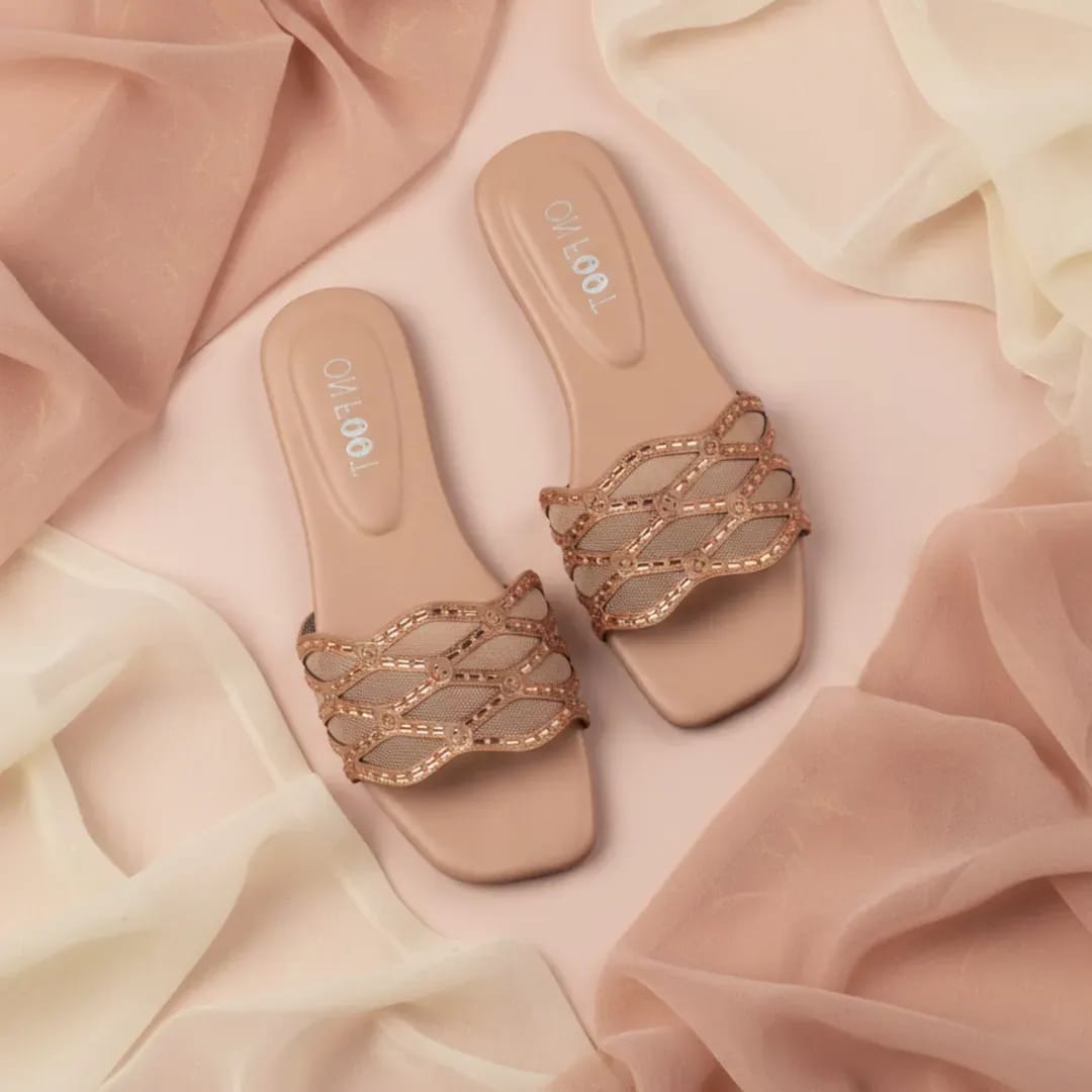 Charming Pink Gemstone Rexine Flats For Women - Fancy & Versatile Footwear