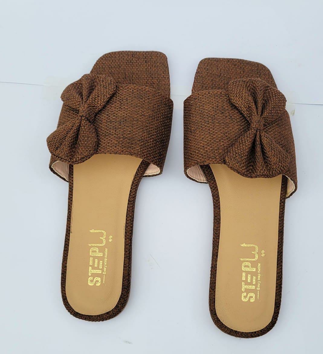 Classic Brown Plain Rexine Flats For Women - Elegant Semi-Formal Footwear
