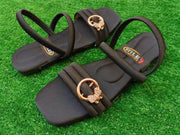 Classic Black Plain Synthetic Leather Flats For Women - Versatile & Elegant Footwear